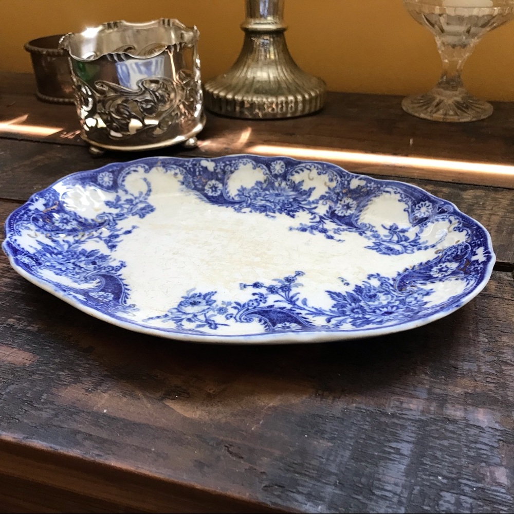 SALE! 1800s Chinoiserie FlowBlue Server Wood & Son UK